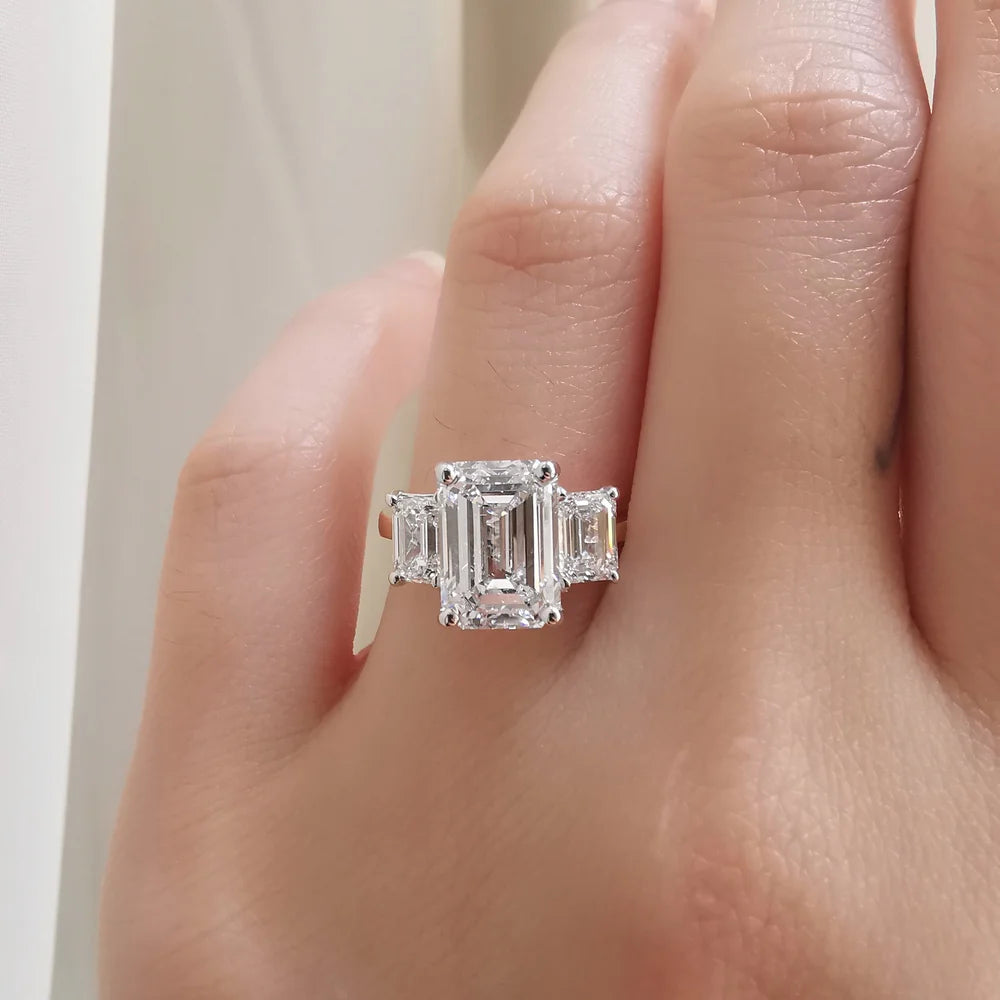18K Kelly Emerald Cut Moissanite Ring