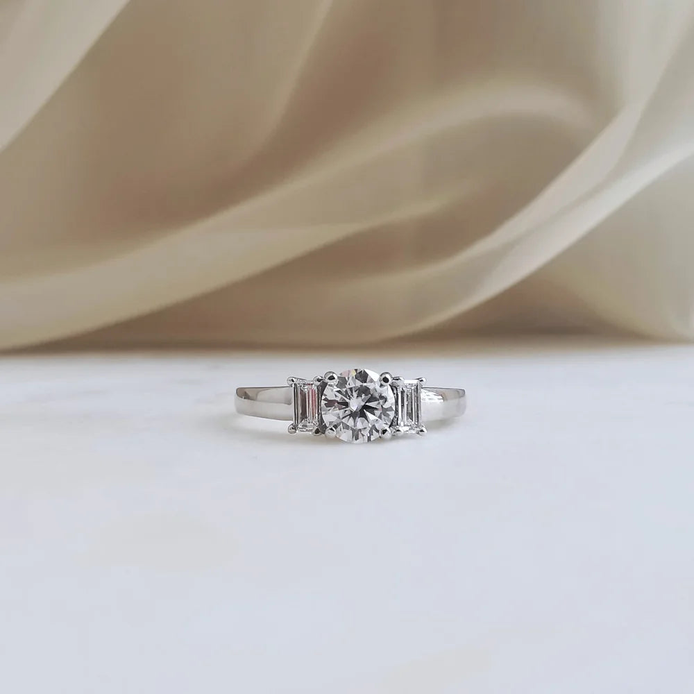 18K Celestine Moissanite Ring