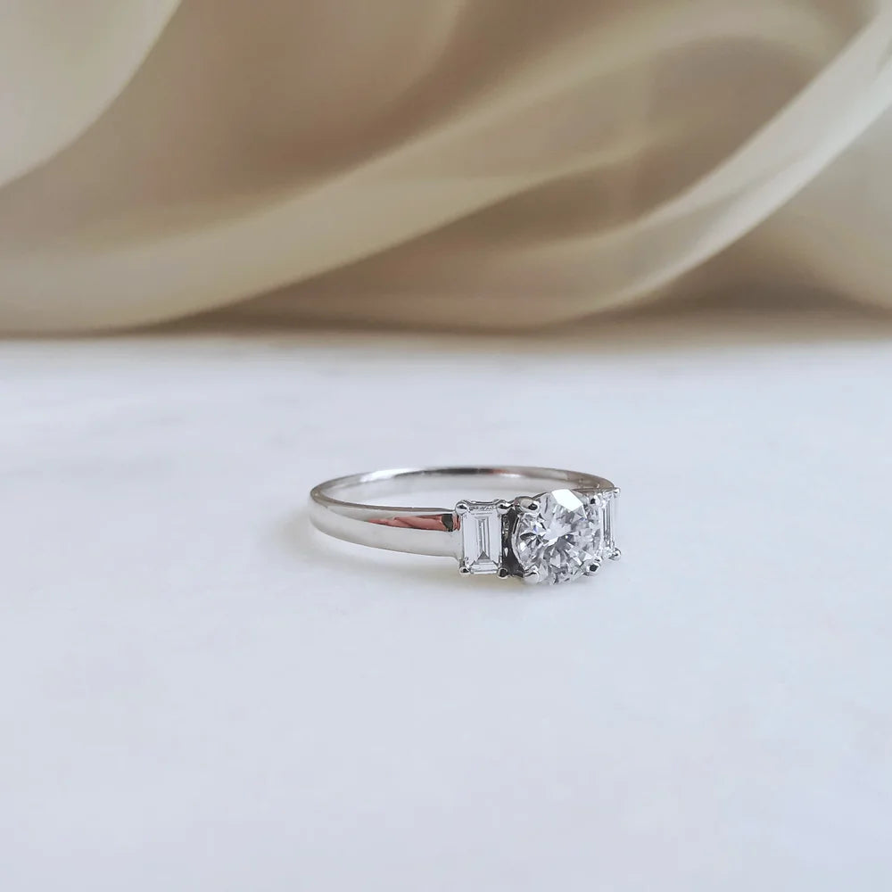 18K Celestine Moissanite Ring