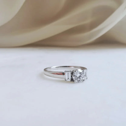 18K Celestine Moissanite Ring
