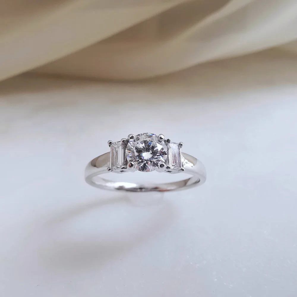 18K Celestine Moissanite Ring