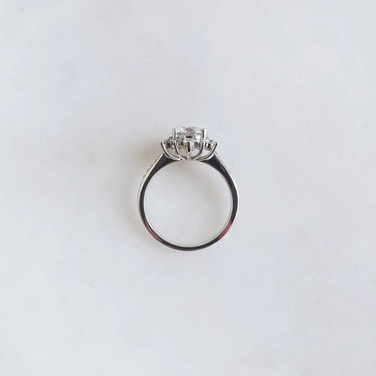 18K Snowflake Moissanite Ring with Diamond Band