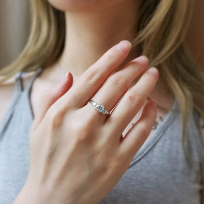 18K Celestine Moissanite Ring