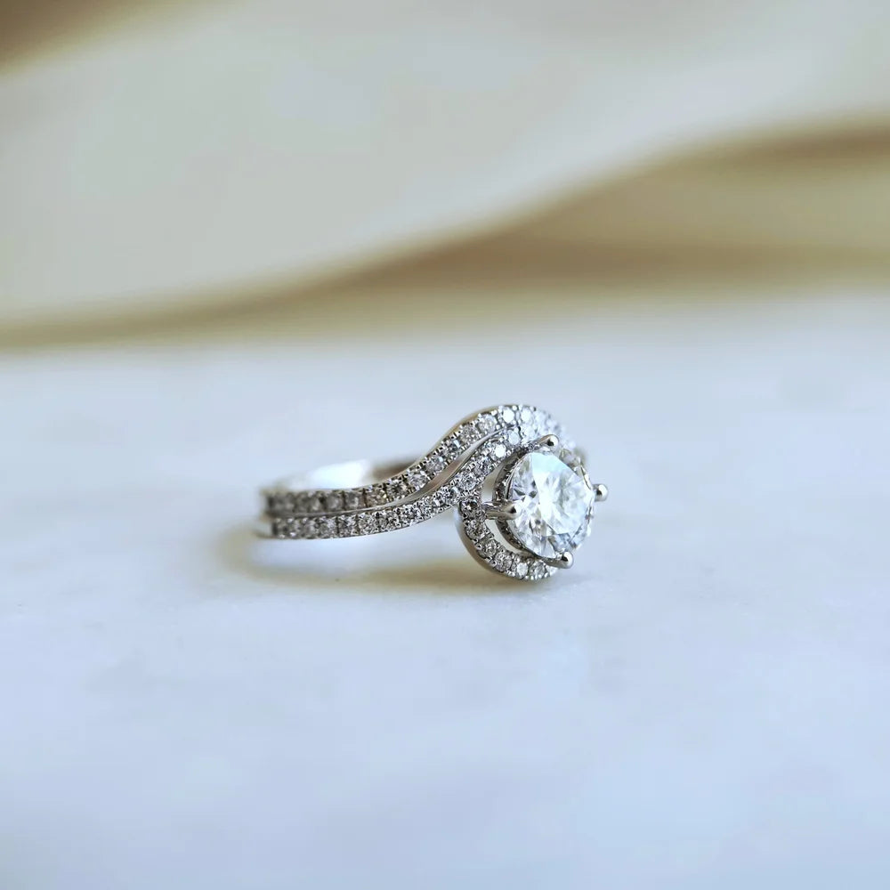 Callie Moissanite Ring Matching U Curve Band