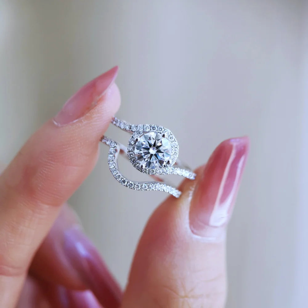 Callie Moissanite Ring Matching U Curve Band