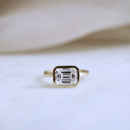 14K Aubrey Emerald Cut Moissanite Ring