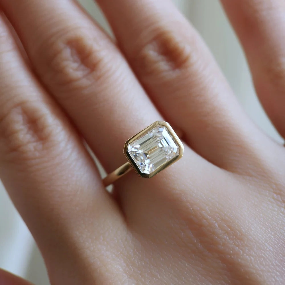 14K Aubrey Emerald Cut Moissanite Ring