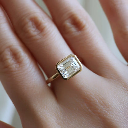 14K Aubrey Emerald Cut Moissanite Ring