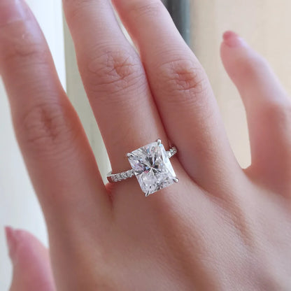 14K Radiant Cut Moissanite Ring