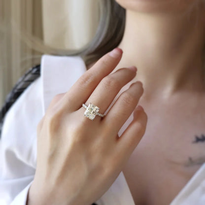 14K Radiant Cut Moissanite Ring