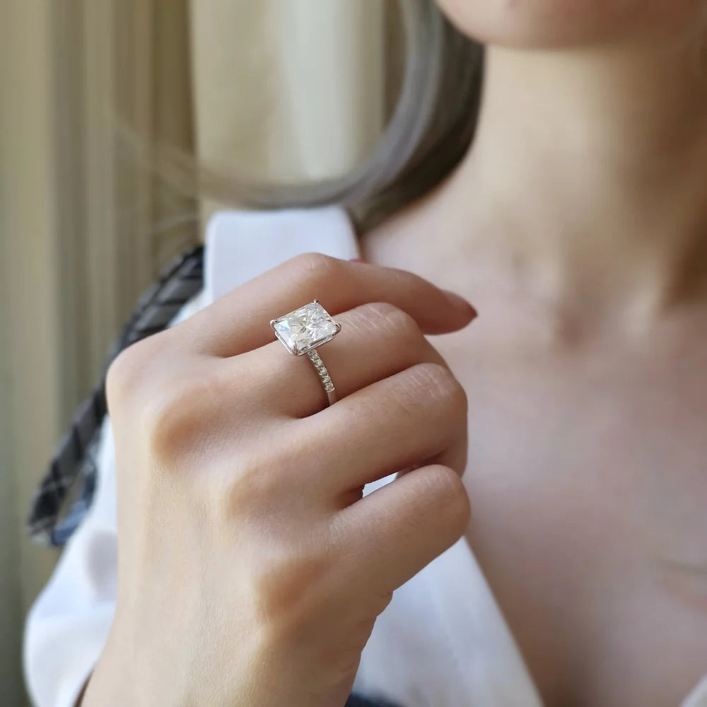 14K Radiant Cut Moissanite Ring