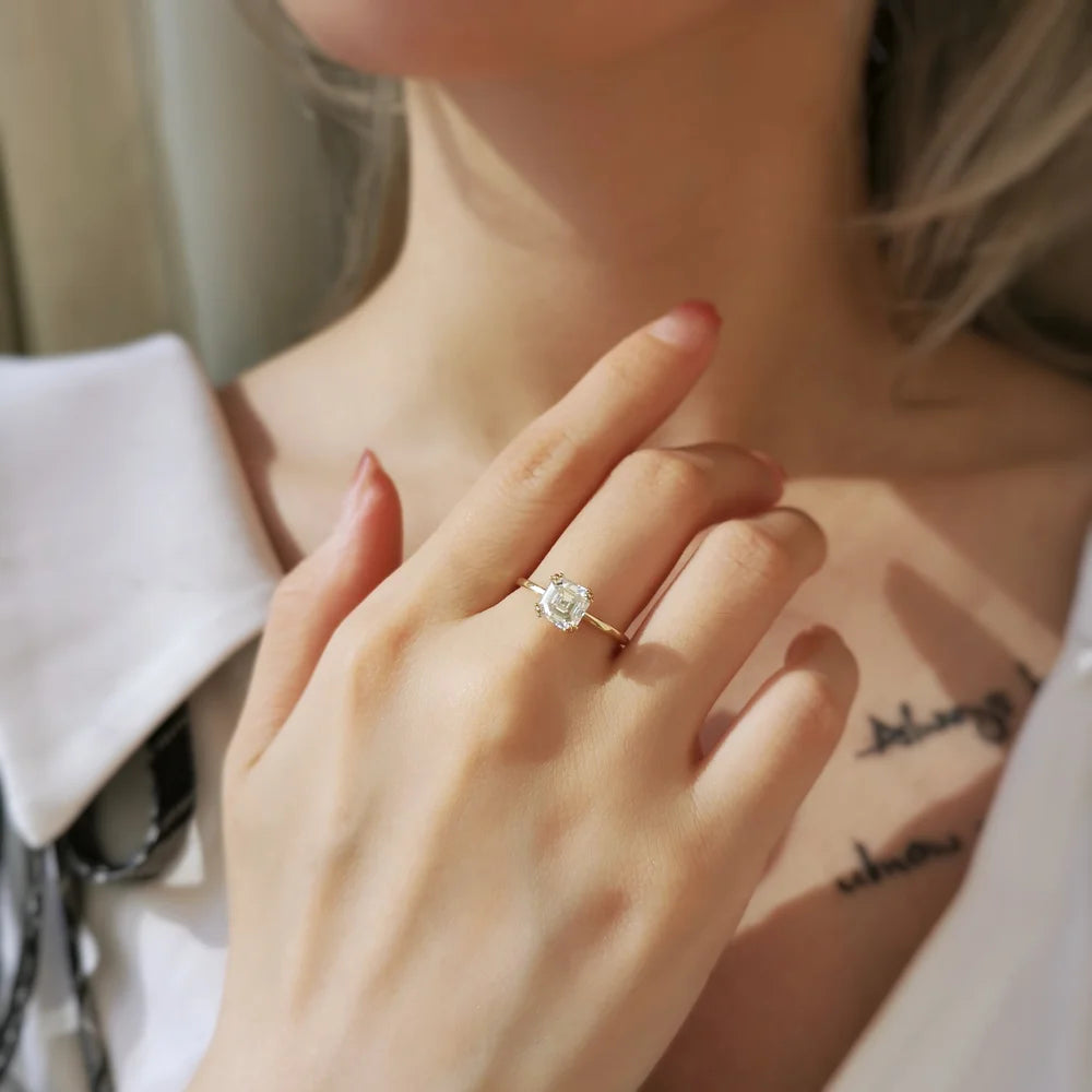 14K Gabriel Moissanite Ring