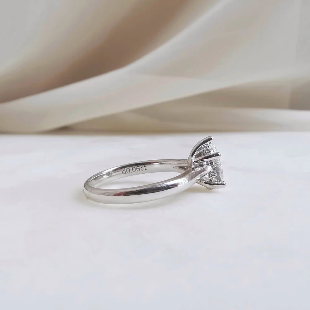18K Raindrop Cathedral Lab Diamond Engagement Ring