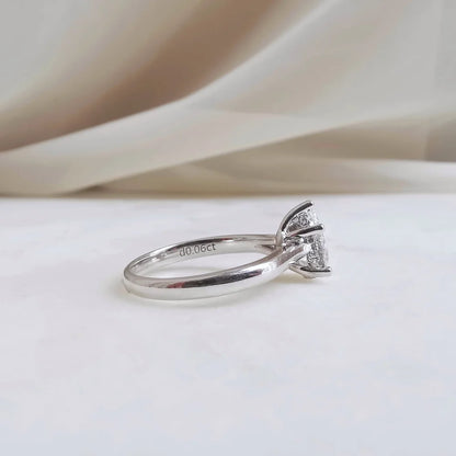 18K Raindrop Cathedral Lab Diamond Engagement Ring