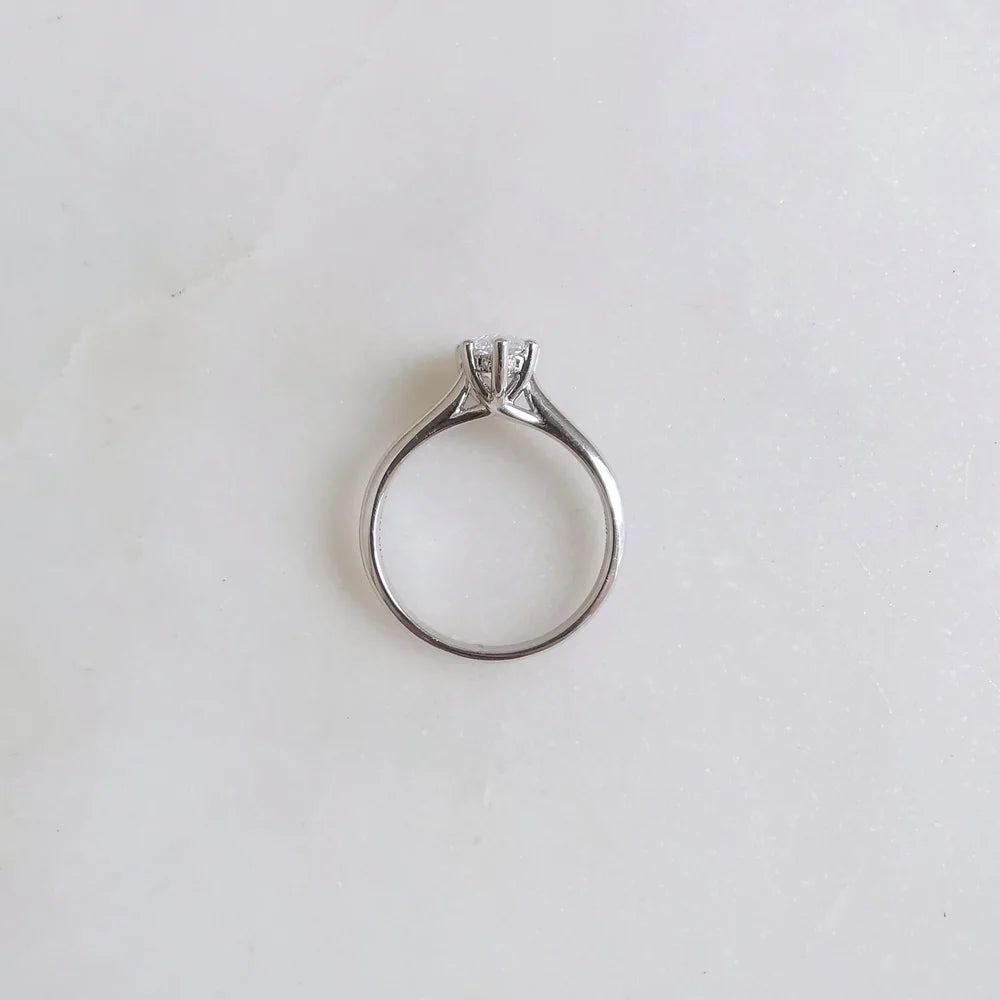 18K Raindrop Cathedral Lab Diamond Engagement Ring