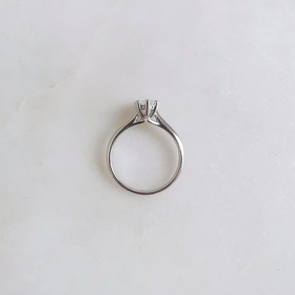 18K Raindrop Cathedral Lab Diamond Engagement Ring
