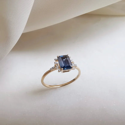 14K Alevin Blue Moissanite Ring