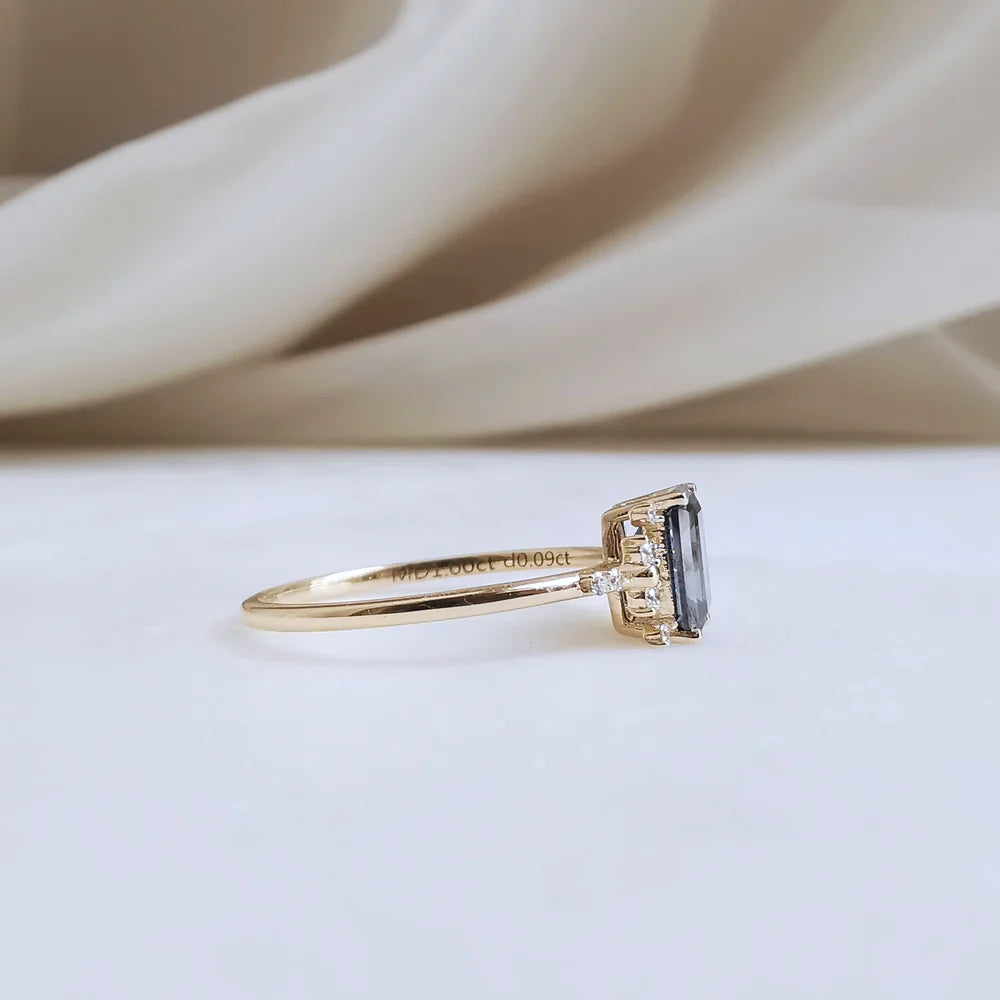 14K Alevin Blue Moissanite Ring