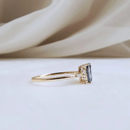 14K Alevin Blue Moissanite Ring