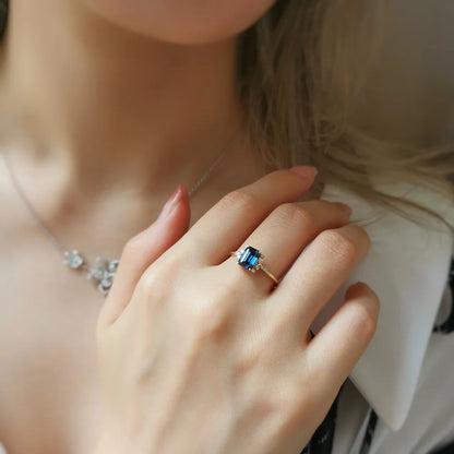 14K Alevin Blue Moissanite Ring