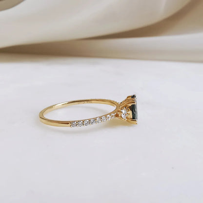 Elea Oval Green Sapphire and Diamond Ring