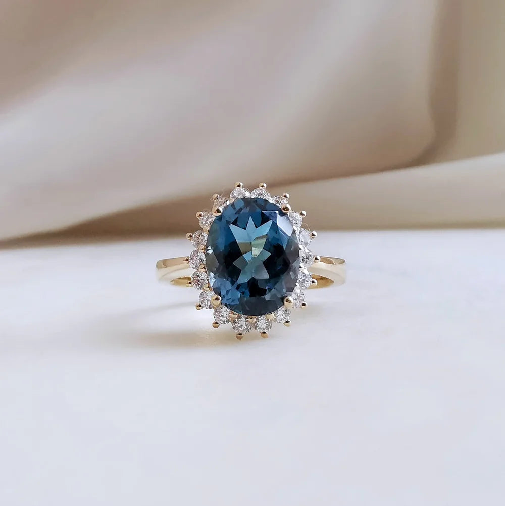18K Bluebell Blue Topaz Ring
