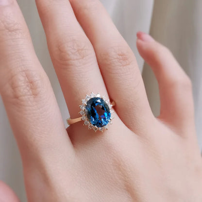 18K Bluebell Blue Topaz Ring