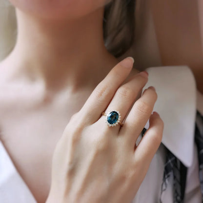 18K Bluebell Blue Topaz Ring