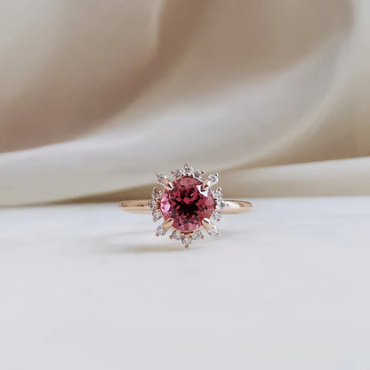 18K Snowflake Pink Tourmaline Ring