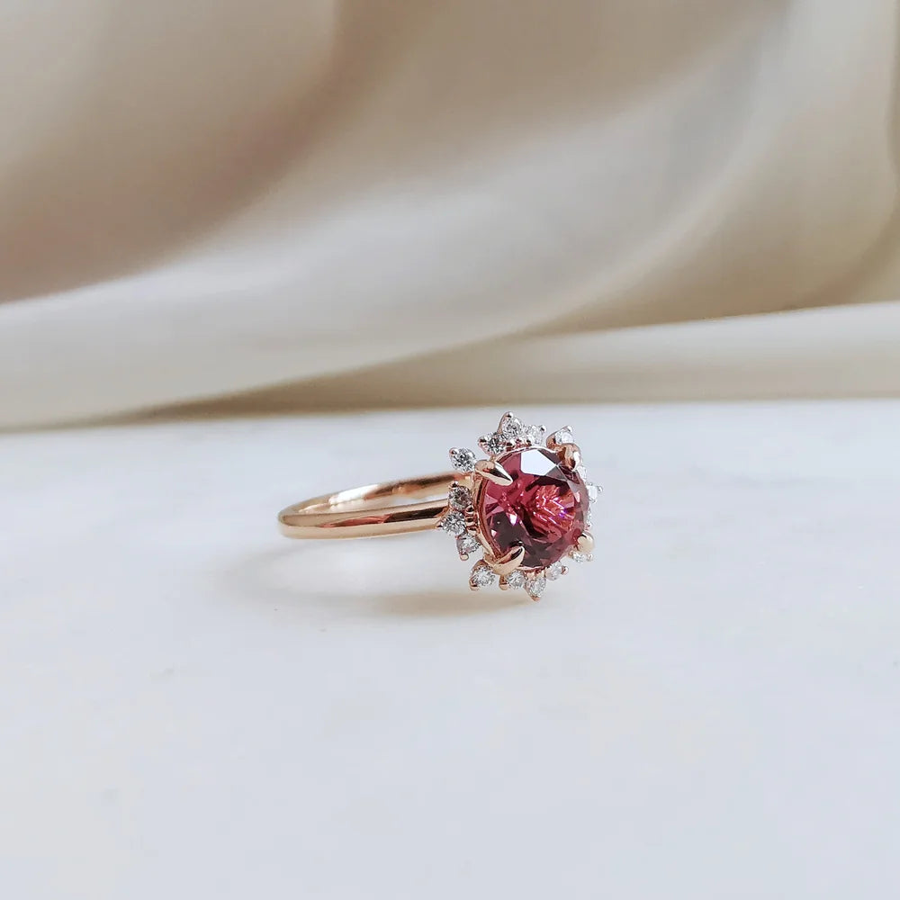 18K Snowflake Pink Tourmaline Ring