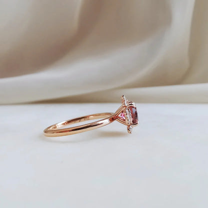 18K Snowflake Pink Tourmaline Ring