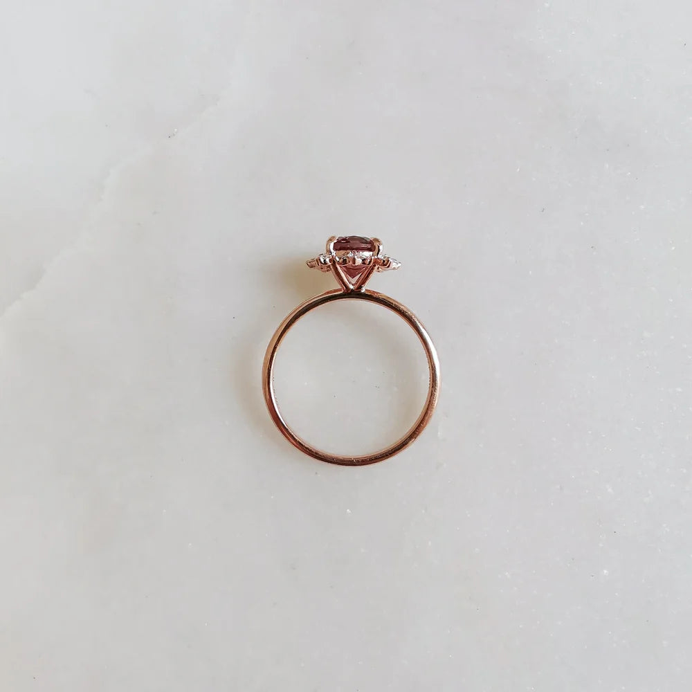 18K Snowflake Pink Tourmaline Ring