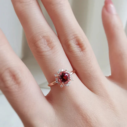 18K Snowflake Pink Tourmaline Ring