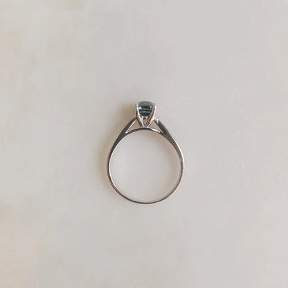 18K Emileigh Teal Cushion Green Sapphire Ring