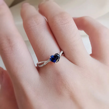18K Heart Blue Sapphire Ring