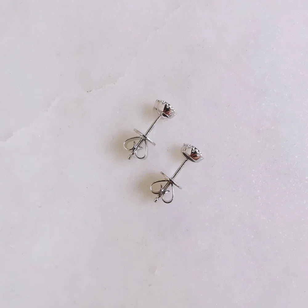 18K Delilah Halo Sapphire Studs