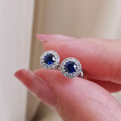 18K Delilah Halo Sapphire Studs