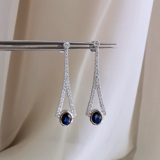 18K Celeste Sapphire Dangling Earring