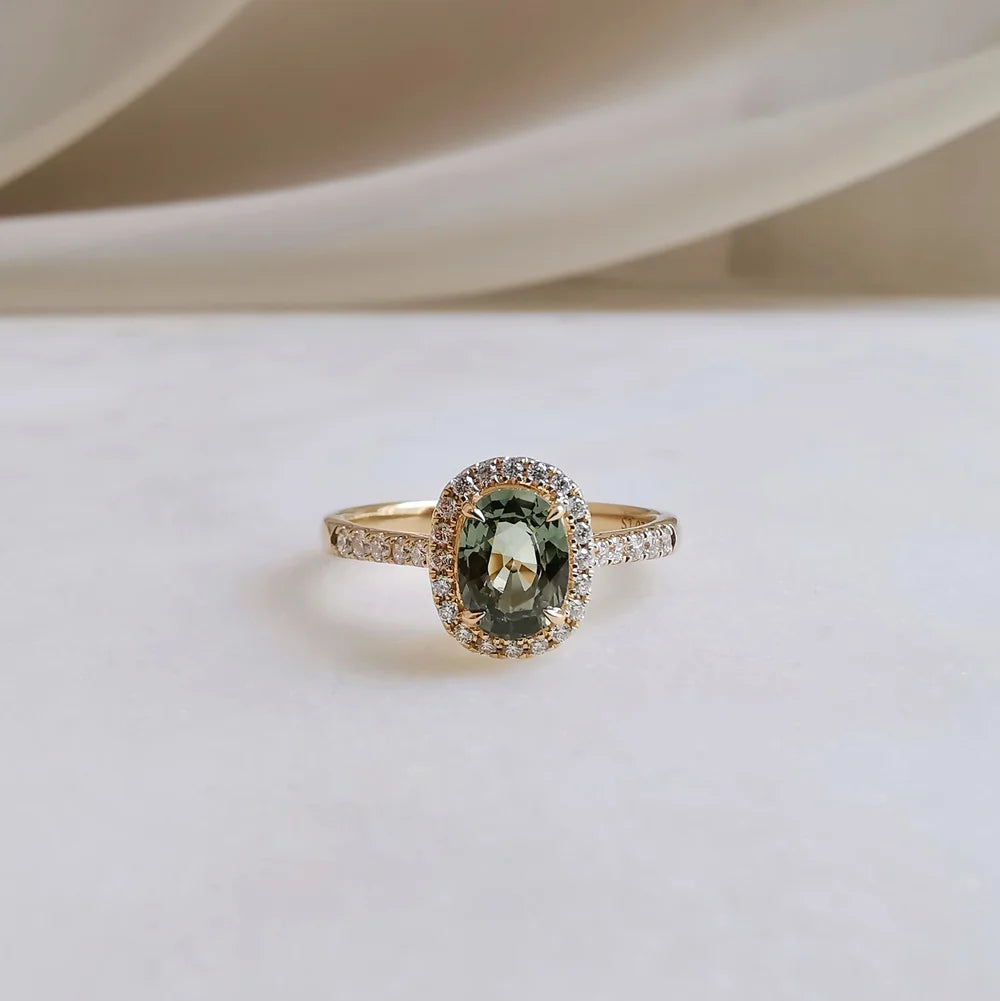 18K Aubrey Green Sapphire Ring