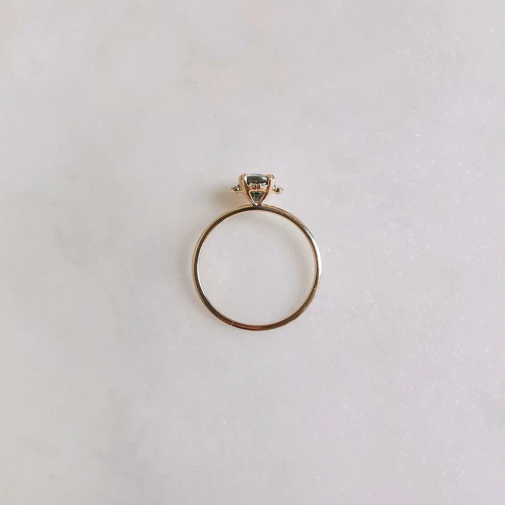 18K Lavender/ Green Sapphire Ring