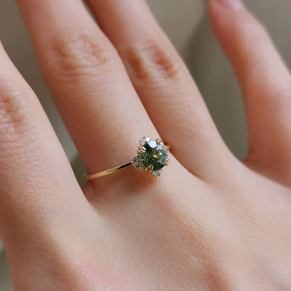 18K Lavender/ Green Sapphire Ring