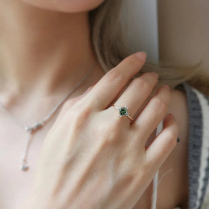 18K Lavender/ Green Sapphire Ring