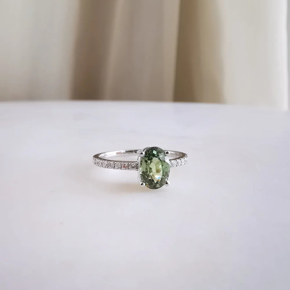 18K Cielo Green Sapphire Ring