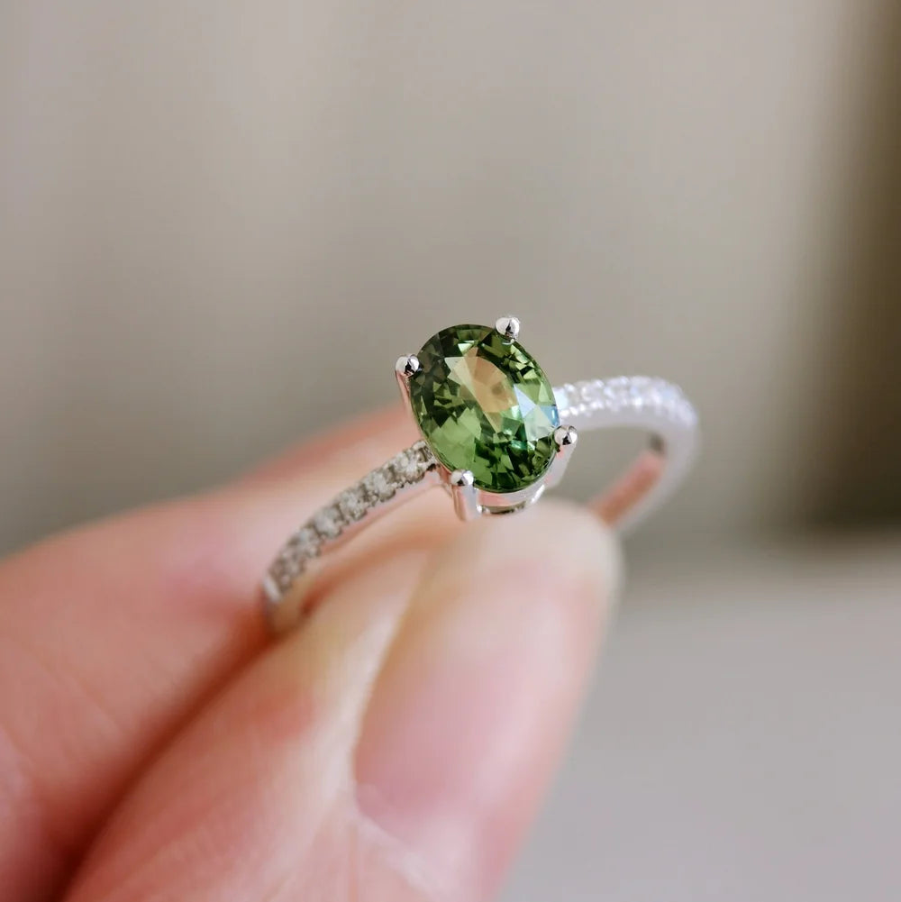 18K Cielo Green Sapphire Ring