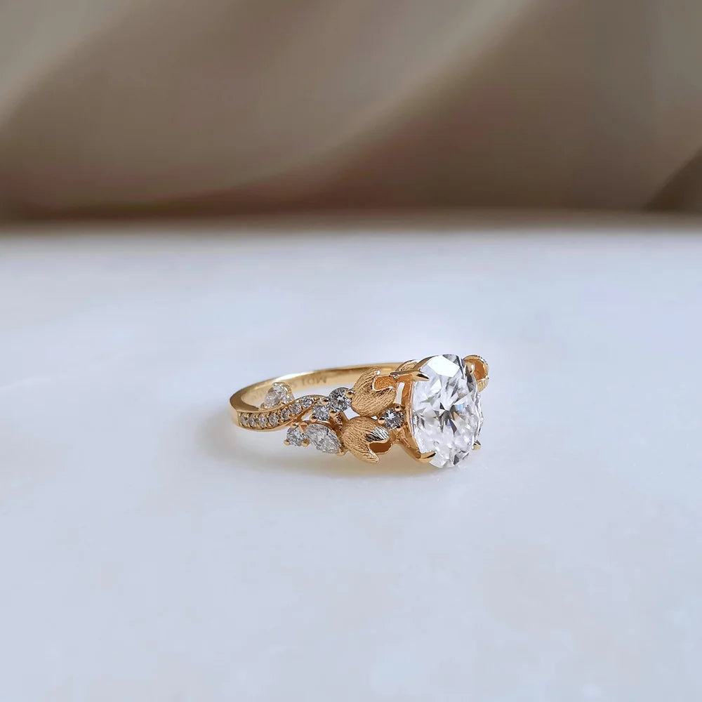 18K Lilly of the Valley Moissanite Ring