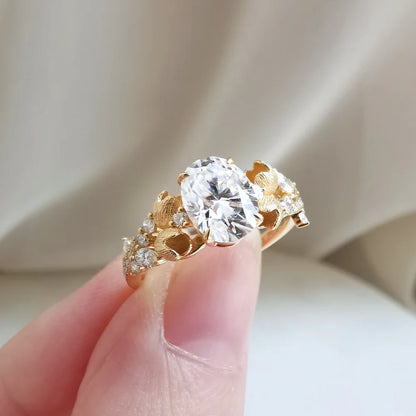 18K Lilly of the Valley Moissanite Ring