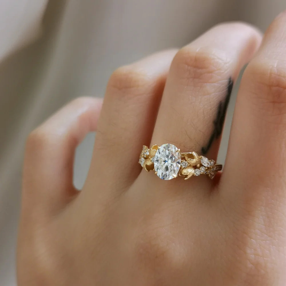18K Lilly of the Valley Moissanite Ring
