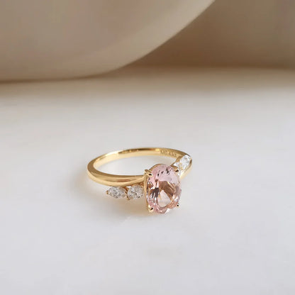 18K Avery Morganite and Diamond Ring