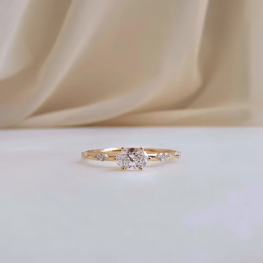 18K Oval Lab Diamond Distance Ring