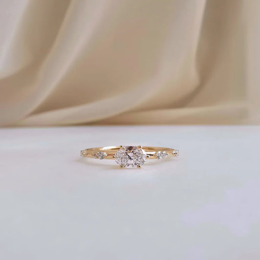18K Oval Lab Diamond Distance Ring